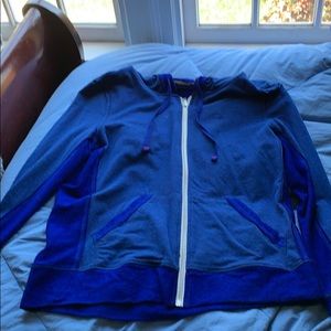 Blue workout zip up hoodie.